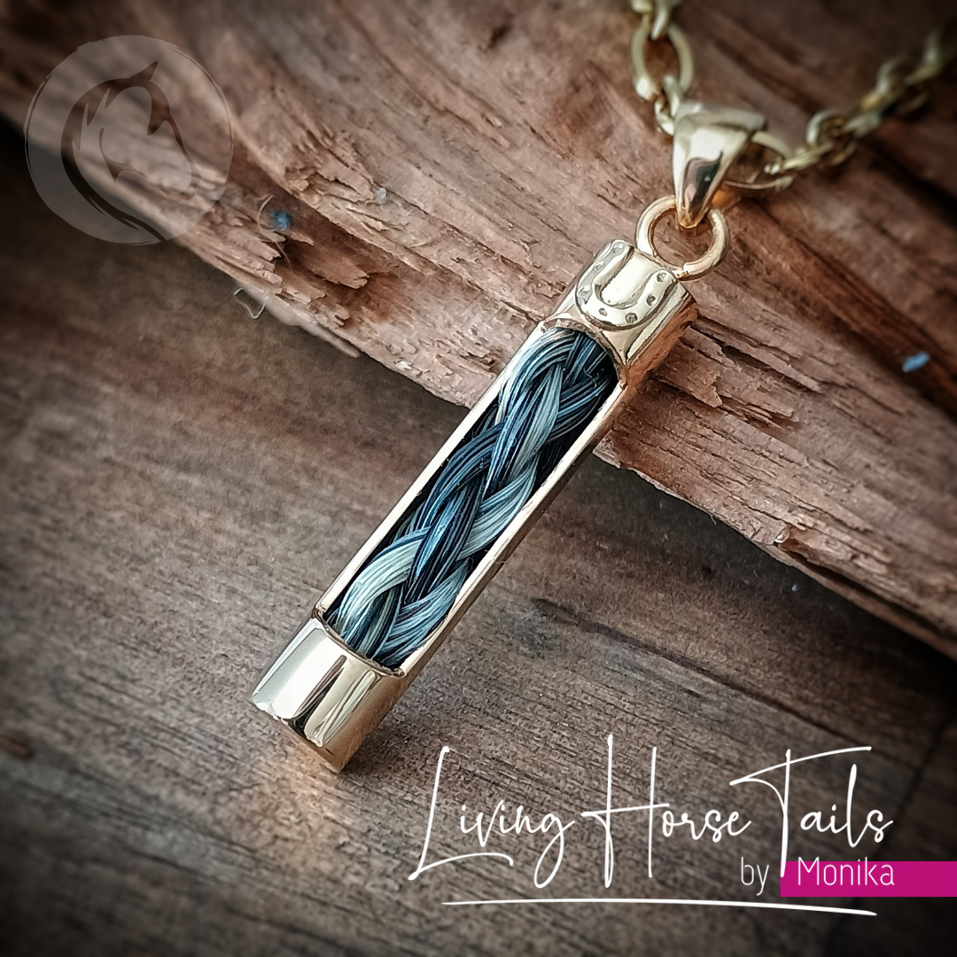 Drop Pendant inlaid with Horse Hair Braid