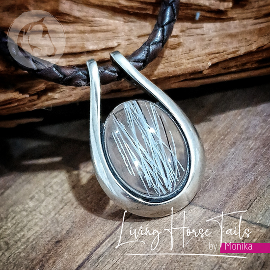 Sterling Silver Horse Hair Resin Pendant