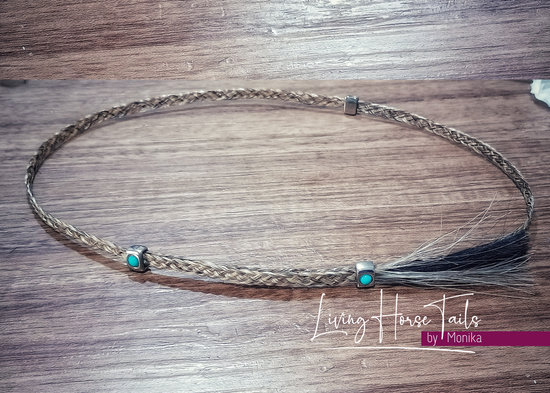 Thin Horsehair or Cattle Braided Hatband with adjustable sliding Tassle