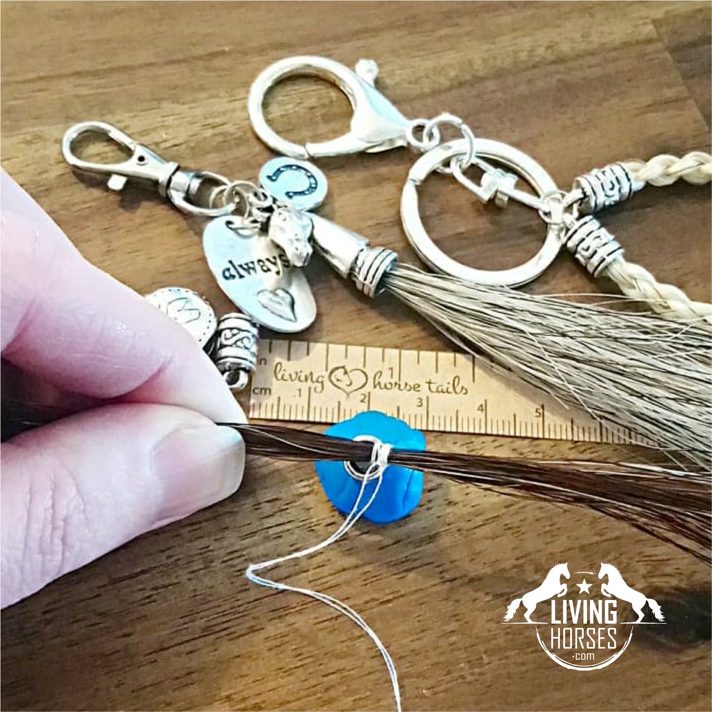 DIY Horsehair Bracelet Kit in Stainless Steel (Silver). Turquoise