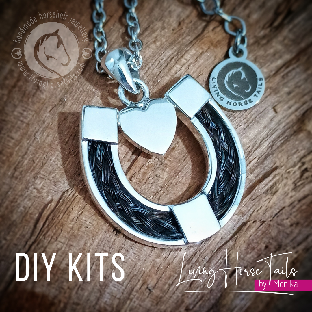 DIY Horseshoe with Heart Horse Hair Pendant Kit in Sterling Silver