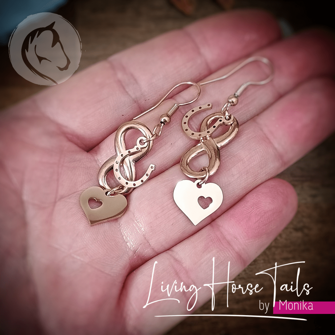 Living Horse Tails Hoofprints forever in my Heart Earrings Custom jewellery Monika Australia horsehair keepsake