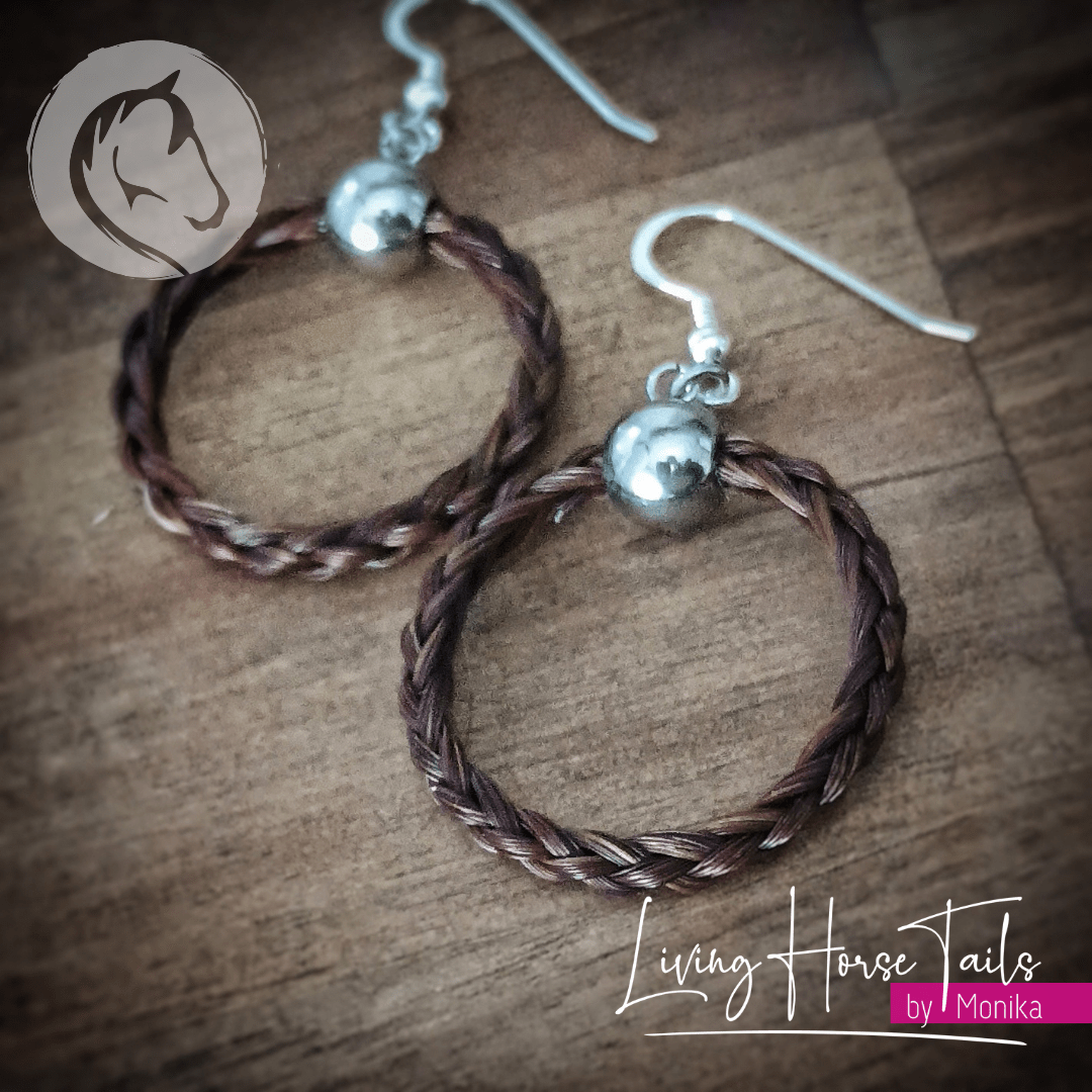 Living Horse Tails Horsehair Hoop Earrings Custom jewellery Monika Australia horsehair keepsake