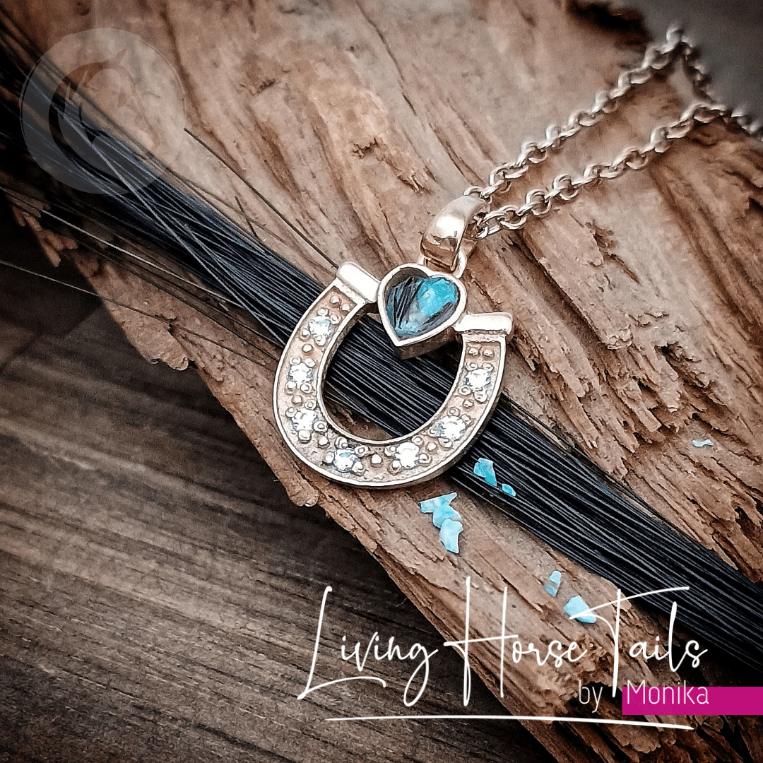 Living Horse Tails Horseshoe Keepsake Memorial Necklace 2 Custom jewellery Monika Australia horsehair keepsake