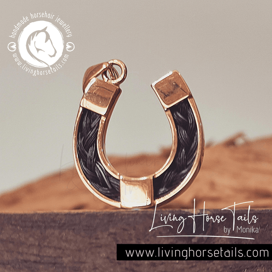 Living Horse Tails Horseshoe Pendant inlaid with Horse Hair Braid Custom jewellery Monika Australia horsehair keepsake