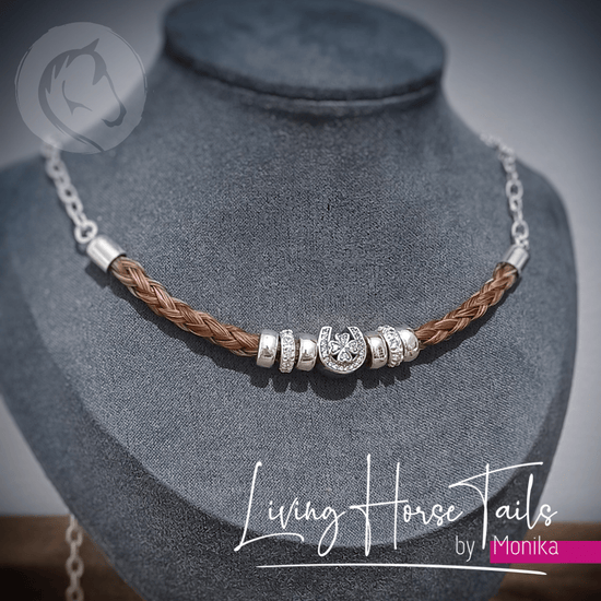 Living Horse Tails Horseshoe Sterling Silver Horsehair necklace Custom jewellery Monika Australia horsehair keepsake