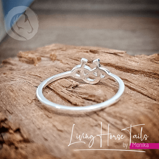 Living Horse Tails Infinity and Always Sterling Silver Horseshoe Ring Custom jewellery Monika Australia horsehair keepsake