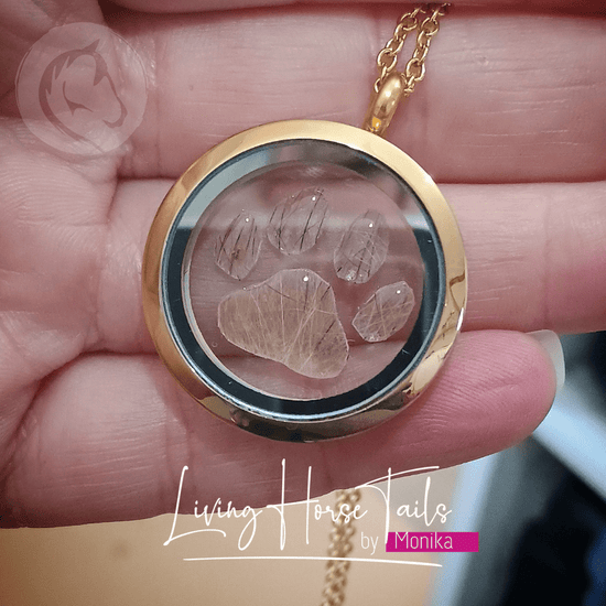 Living Horse Tails Paw fur memorial keepsake locket Custom jewellery Monika Australia horsehair keepsake