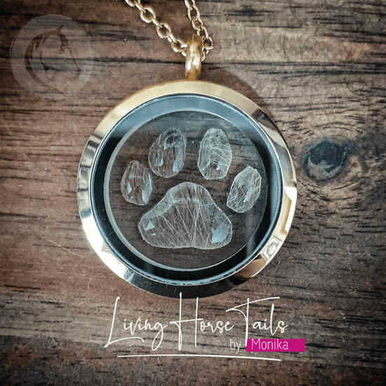 Living Horse Tails Paw fur memorial keepsake locket Custom jewellery Monika Australia horsehair keepsake