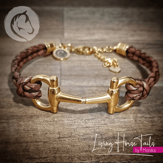 Living Horse Tails Snaffle bit and Leather bracelet Custom jewellery Monika Australia horsehair keepsake