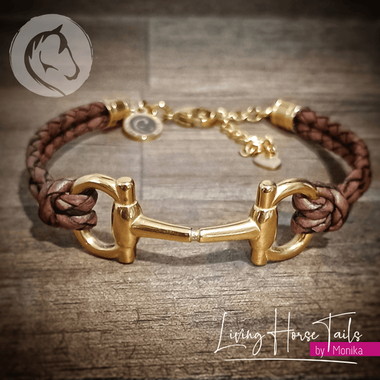 Living Horse Tails Snaffle bit Leather bracelet with clasp Custom jewellery Monika Australia horsehair keepsake