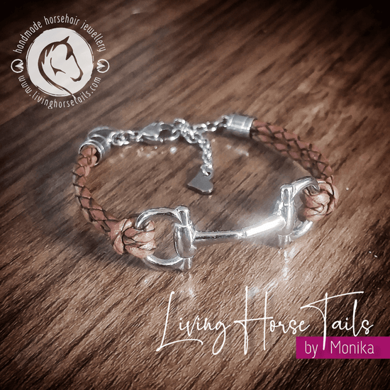 Living Horse Tails Snaffle bit Leather bracelet with clasp Custom jewellery Monika Australia horsehair keepsake