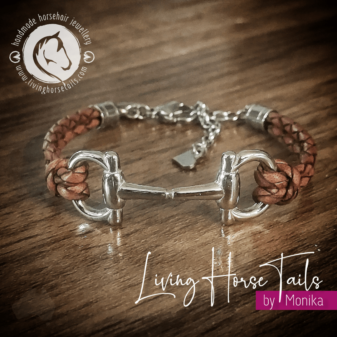 Living Horse Tails Snaffle bit Leather bracelet with clasp Custom jewellery Monika Australia horsehair keepsake