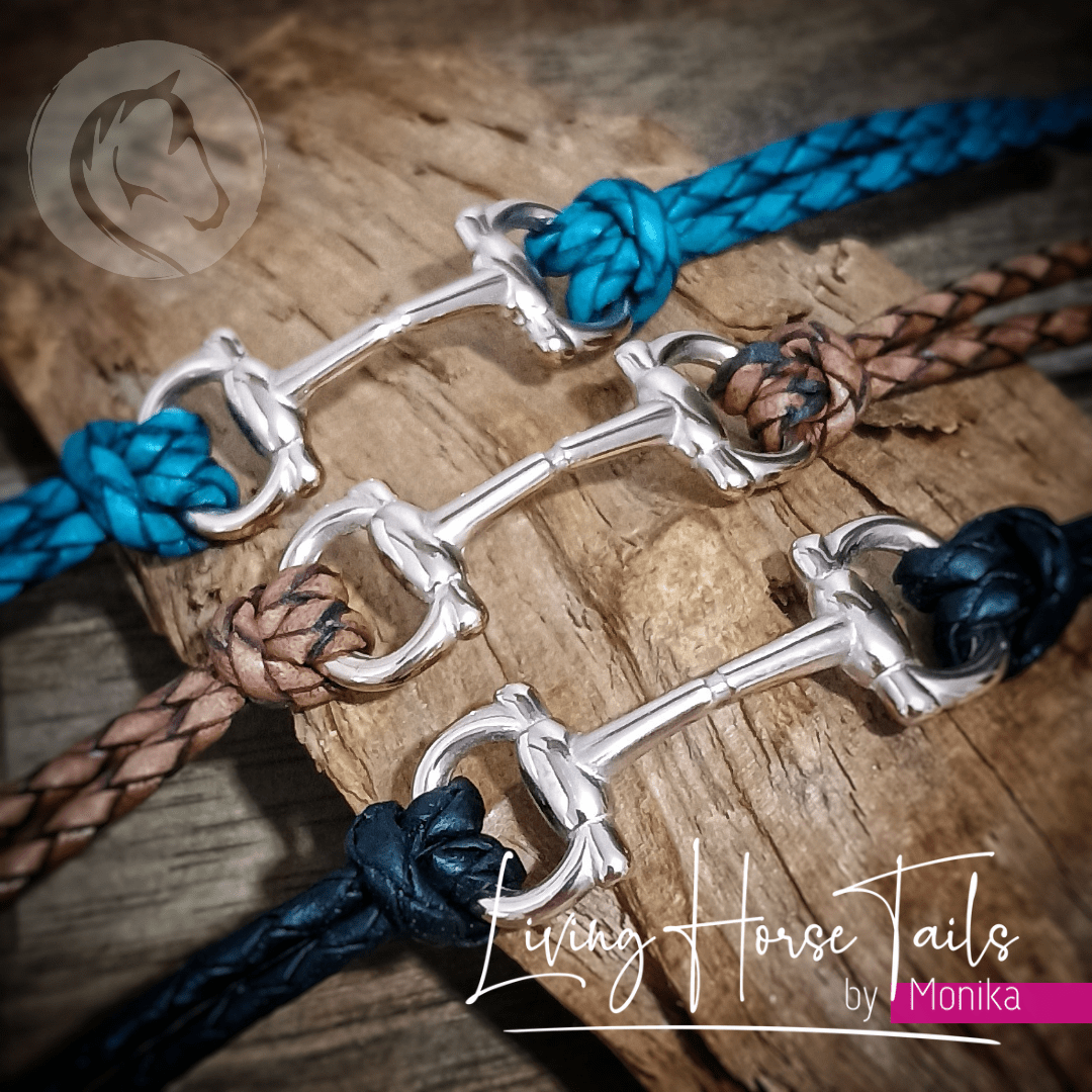 Living Horse Tails Snaffle bit Leather bracelet with clasp Custom jewellery Monika Australia horsehair keepsake