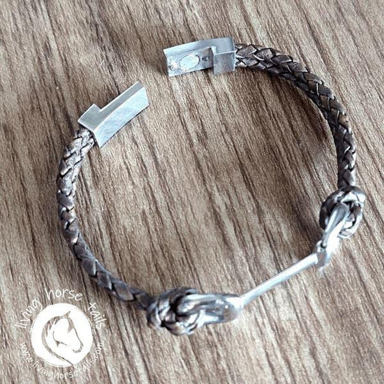 Living Horse Tails Snaffle Bit Leather Bracelet  with magnetic clasp Custom jewellery Monika Australia horsehair keepsake