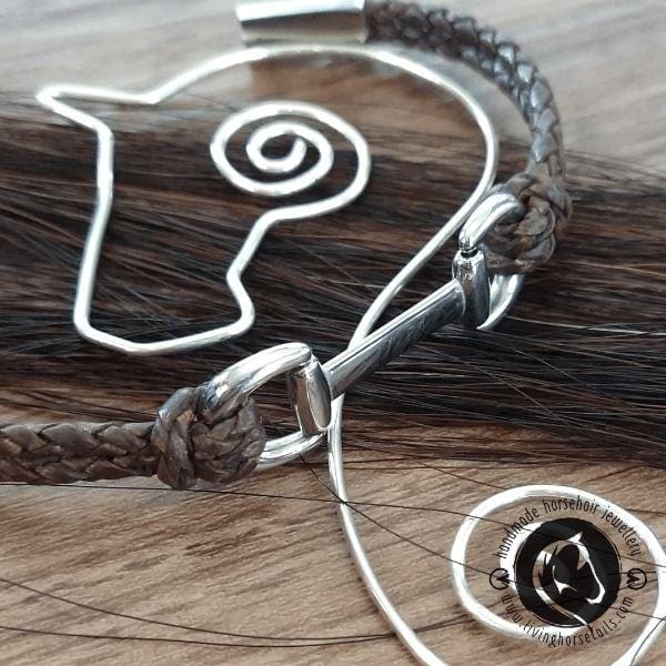 Living Horse Tails Snaffle Bit Leather Bracelet  with magnetic clasp Custom jewellery Monika Australia horsehair keepsake