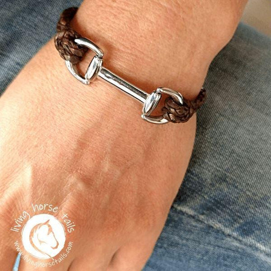 Living Horse Tails Snaffle Bit Leather Bracelet  with magnetic clasp Custom jewellery Monika Australia horsehair keepsake