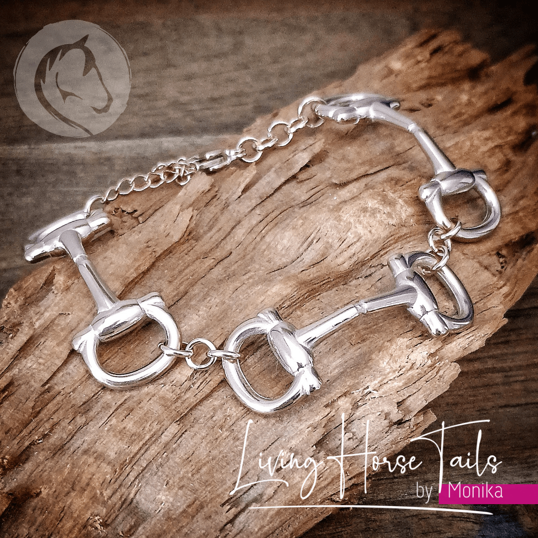 Living Horse Tails Stainless Steel Equestrian Snaffle Bit Bracelet Custom jewellery Monika Australia horsehair keepsake