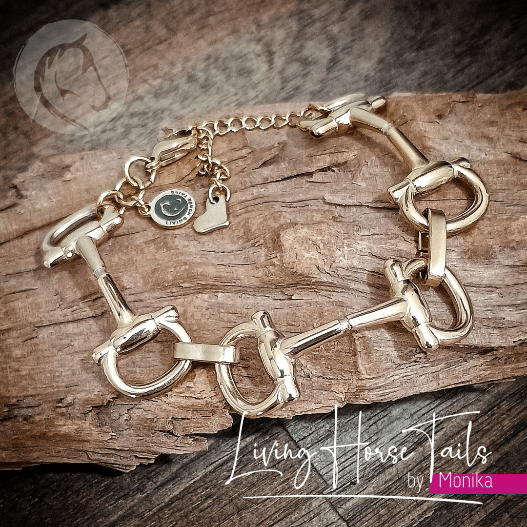 Living Horse Tails Stainless Steel Equestrian Snaffle Bit Bracelet Custom jewellery Monika Australia horsehair keepsake