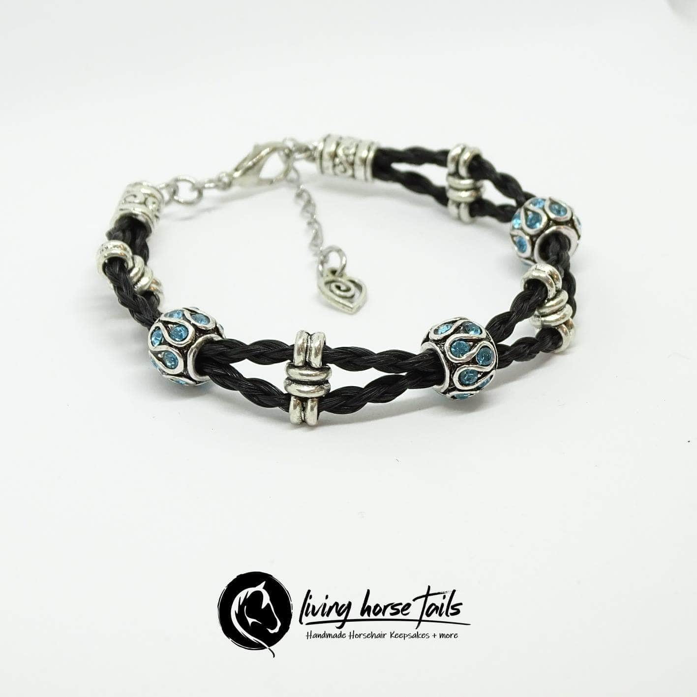 Double Strand Braided Horsehair Bracelet with Blue Bead using Horse Ha ...