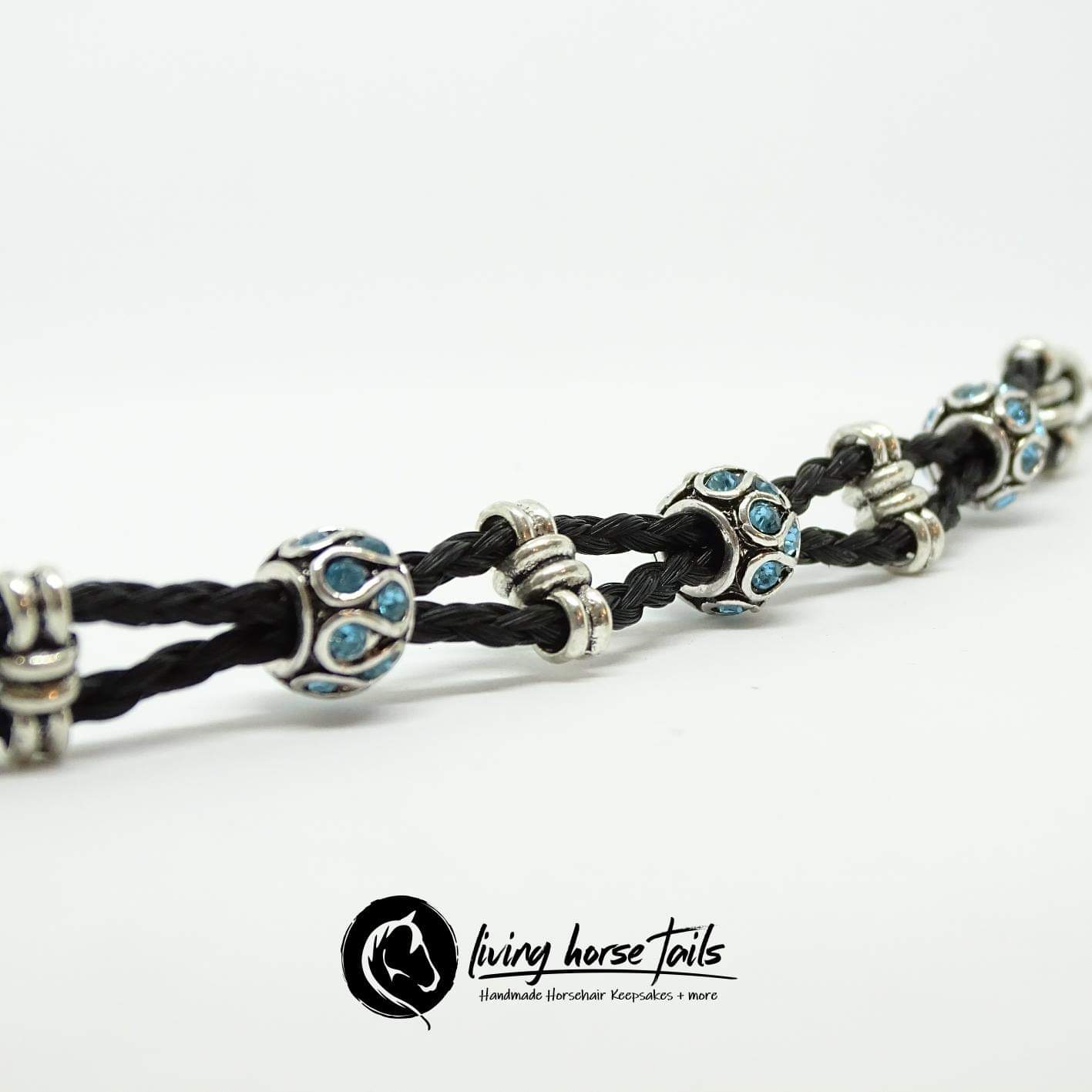 Double Strand Braided Horsehair Bracelet with Blue Bead using Horse Ha ...