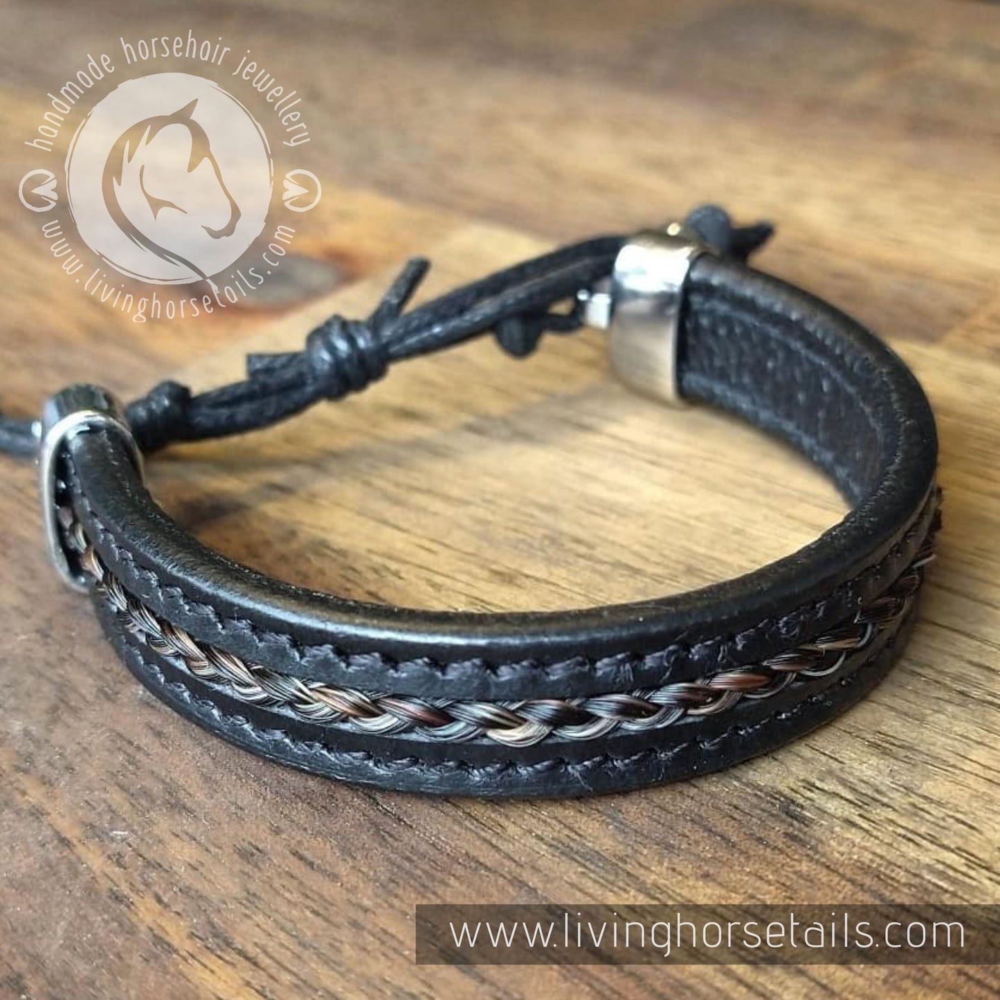 Stitched leather and horsehair stainless steel unisex bracelet – Living  Horse Tails Jewellery by Monika